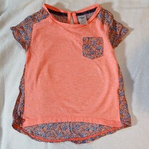 OshKosh B'gosh Coral Tee with Floral Trim